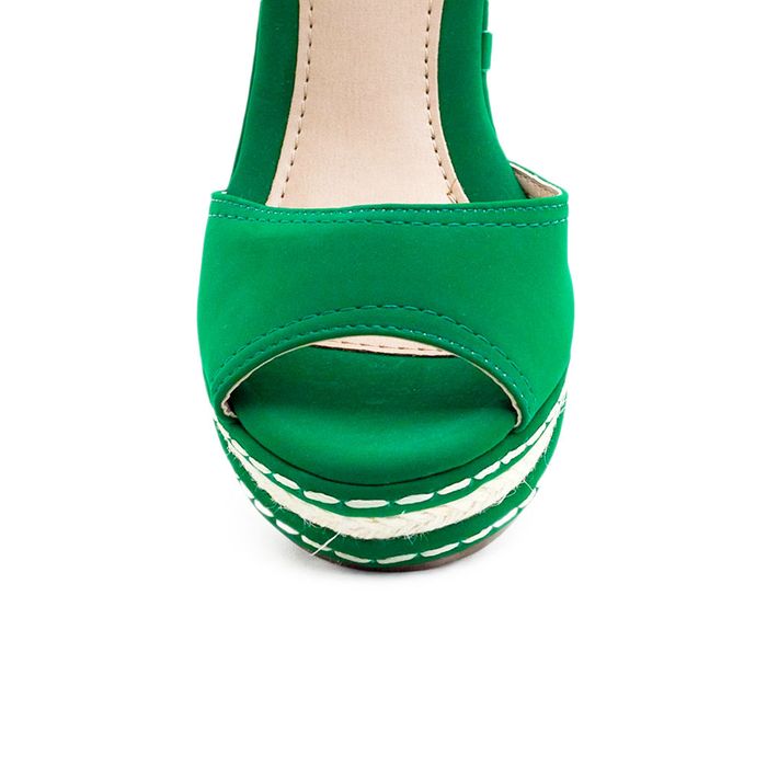 sandalia anabela verde bandeira